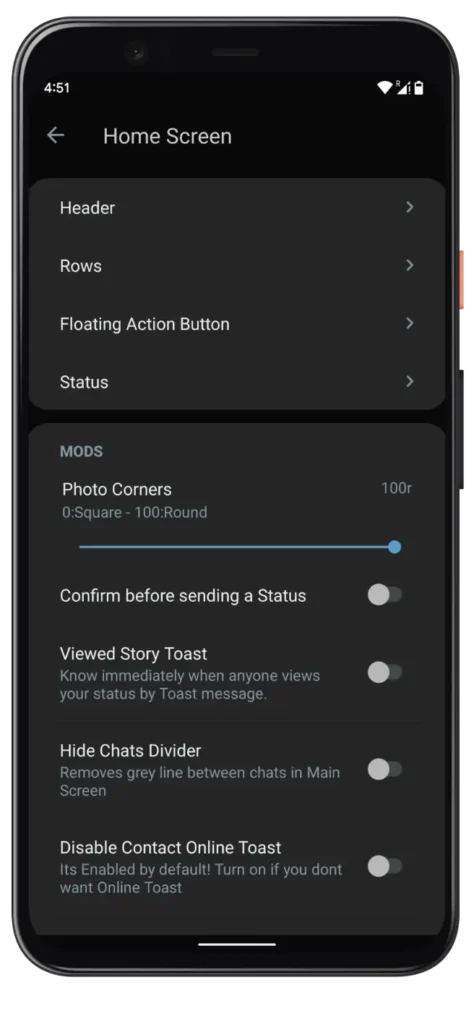 Blue WhatsApp Plus Home Customization