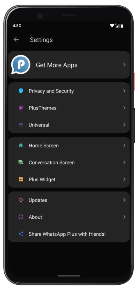 Blue WhatsApp Plus Settings