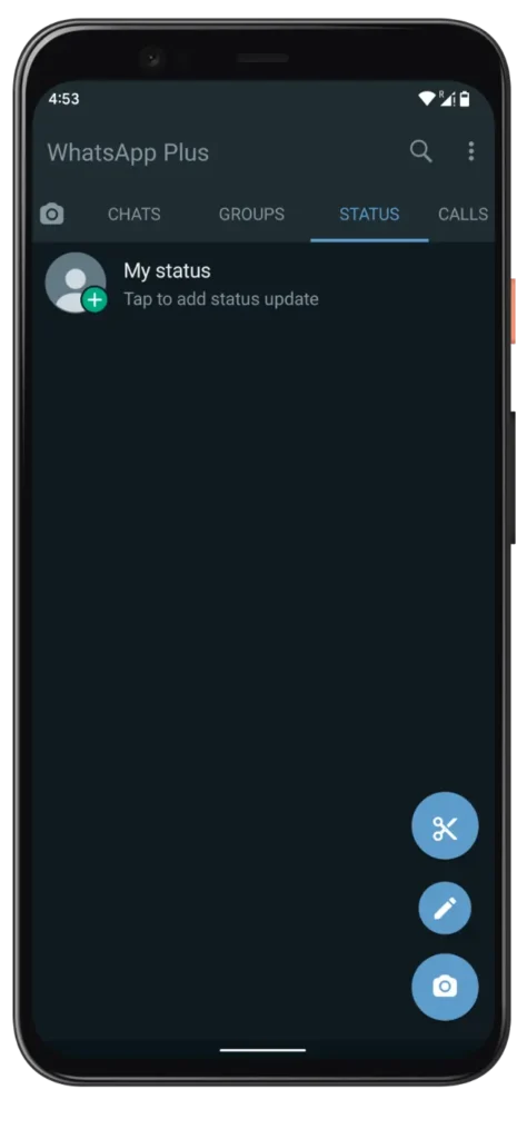 Blue WhatsApp Plus Status